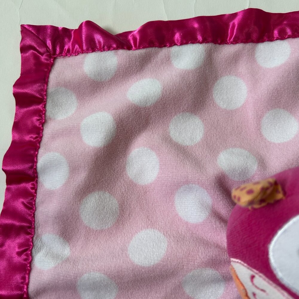 Circo Target Pink Owl Baby Lovey Polka Dot Plush Security Blanket Satin Trim - Picture 3 of 14
